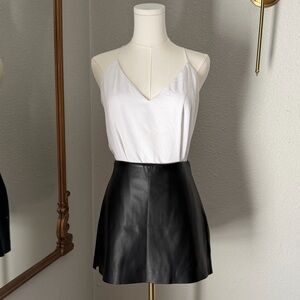 NWT Express Black Faux Leather Mini Skort Size 8